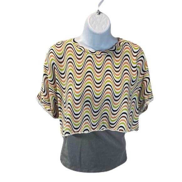 PULL & BEAR Womans Striped Crop Top Size XL - Picture 1 of 8